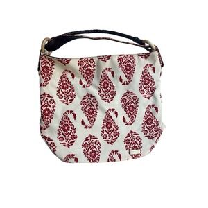 Stephanie Johnson Women's Handbag Arm Tote Canvas Bag Bucket, White & Red‎ Boho